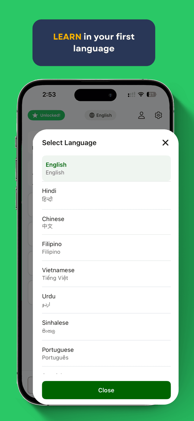 Learn in your first language
